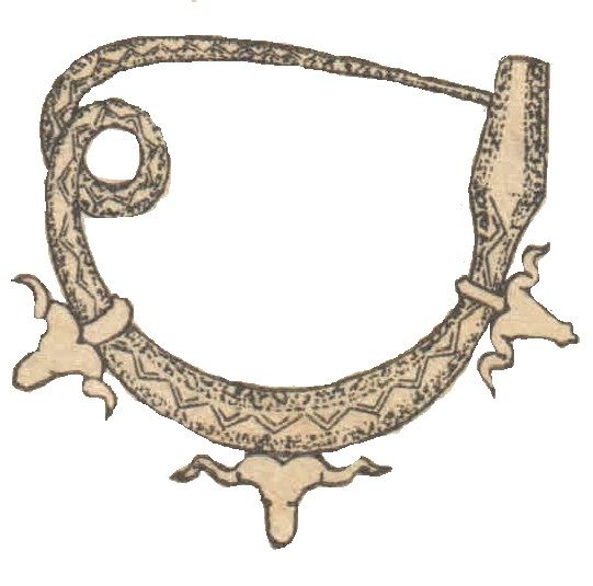 Фибула на афише "НАРТЫ  БАТРАДЗ" соответствующая  изображению на книге "НАРТА" 1942 года сделанная М.С.Тугановым