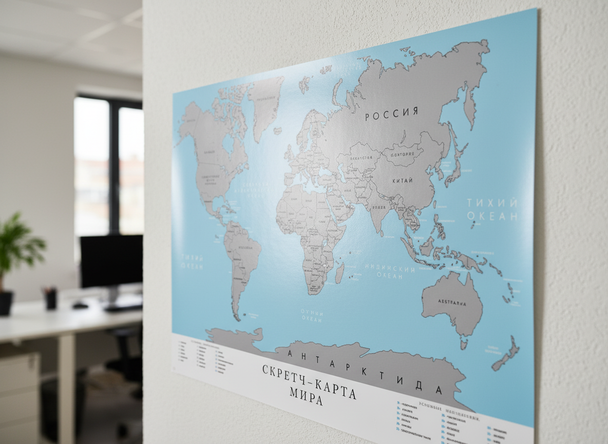 Печать скретч карт Мира