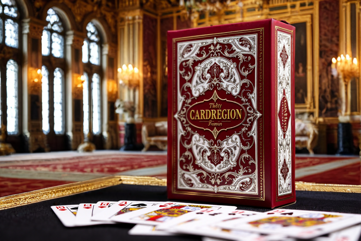 Бордовый, серебристый и белый цвета на упаковке карт