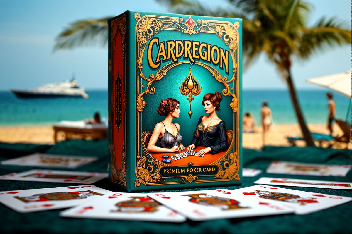 Бирюзовый, оранжевый и серый цвета на упаковке покерных карт