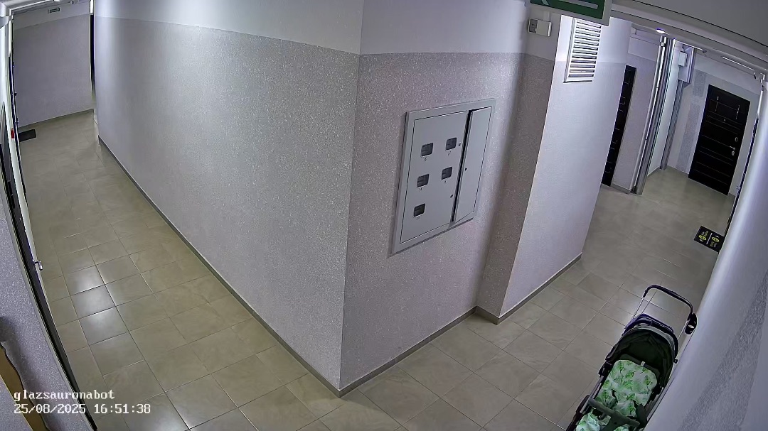 Камера видеонаблюдения с установкой в подъезде. Широкий угол