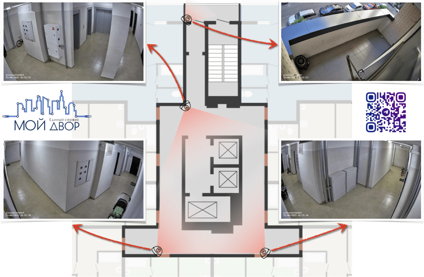 Установка видеонаблюдения на этаже