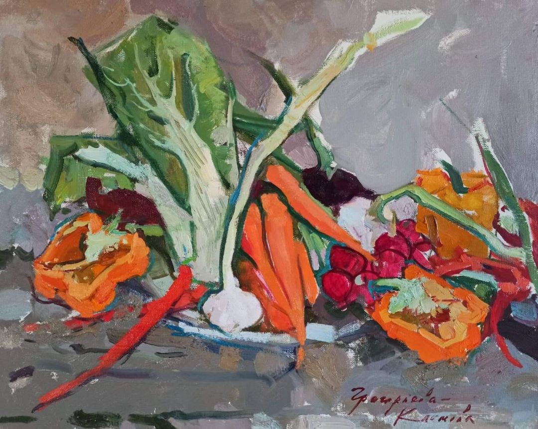 Vegetable Still Life, 2021. Oil on canvas, 45 × 55 cm