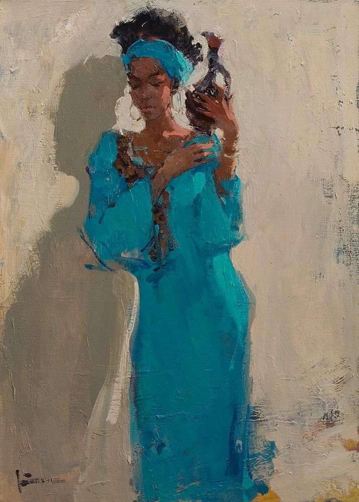 Girl with a Jug, 2018. Oil on canvas, 70 × 50 cm