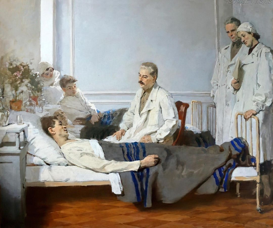 Viktor Oreshnikov. I.V. Stalin visiting the wounded in the hospital. (1953)