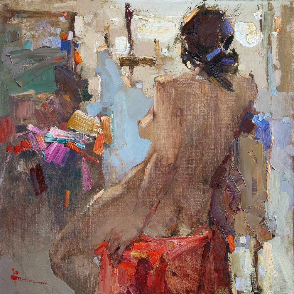 In the Artist's Studio II, 2014. Oil on canvas, 60 × 60 cm