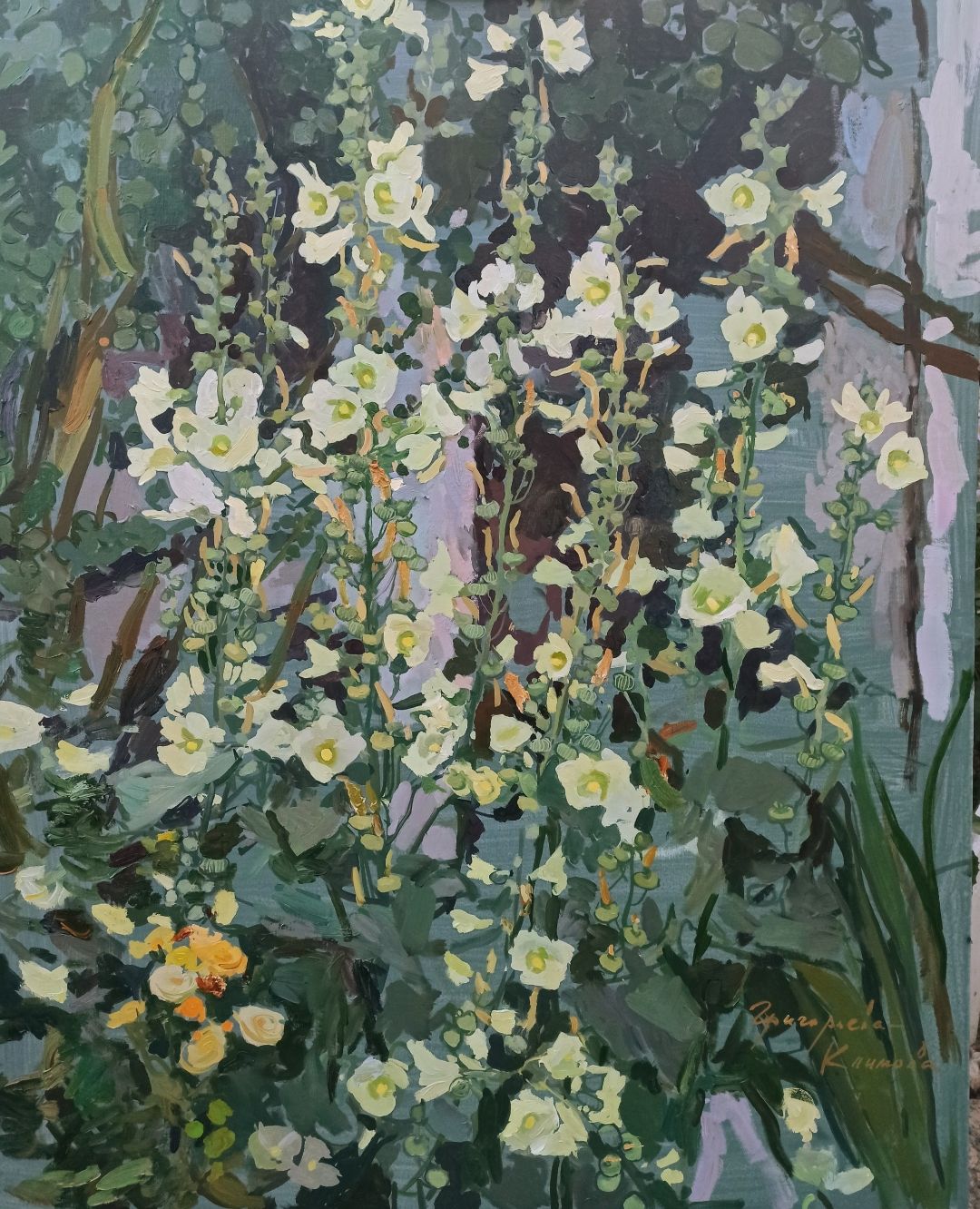 Yellow Hollyhock, 2026. Oil on canvas, 100 × 80 cm