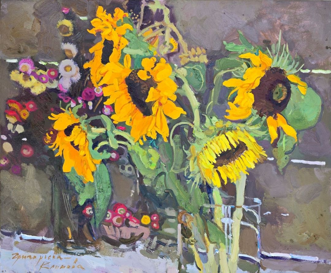 Little Sunflowers, 2025. Oil on canvas, 50 × 60 cm