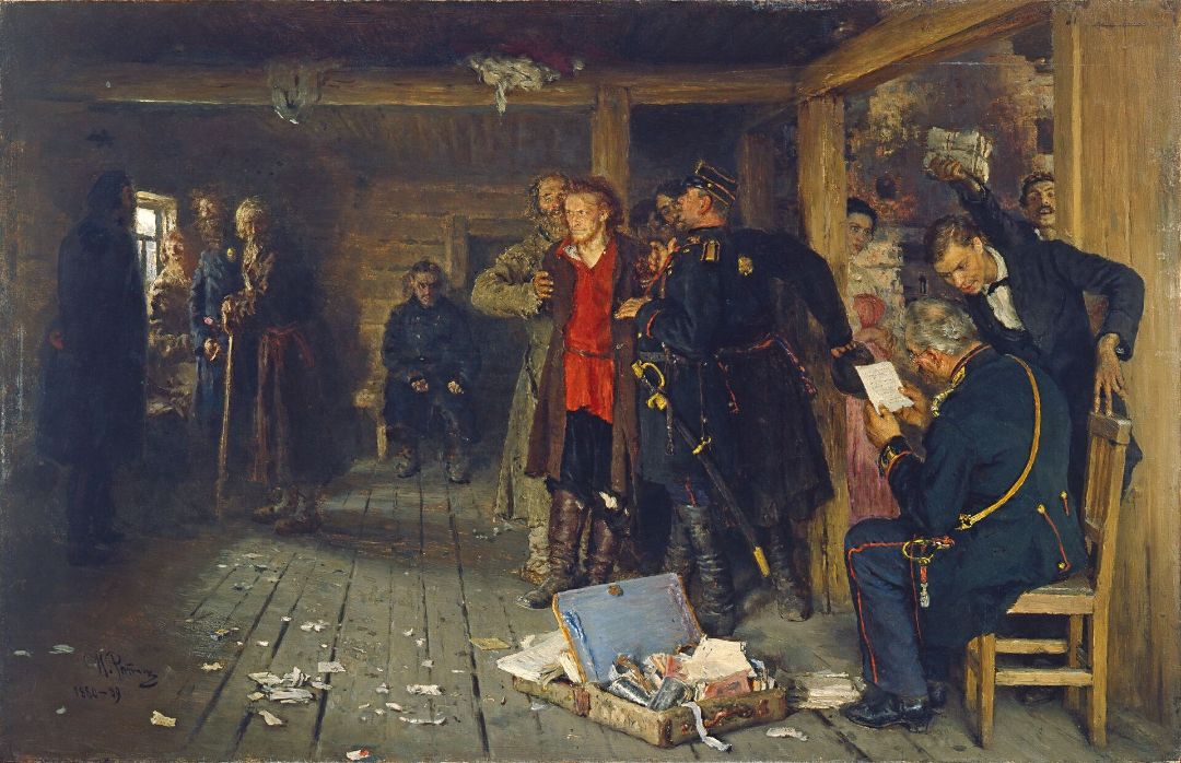 Ilya Repin "The Arrest of a propagandist". 1880-1889, 1892
