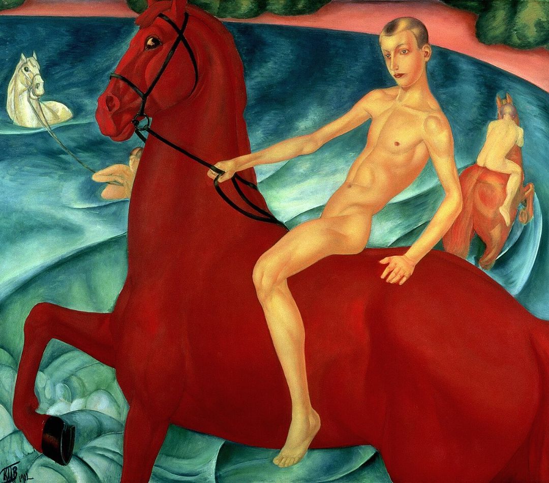 Kuzma Petrov-Vodkin. Bathing of a Red Horse (1912)