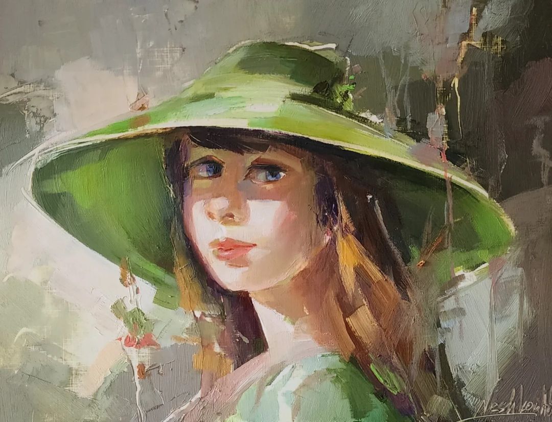 Redhead in the Forest, 35 × 23 cm, oil on paper, framed with a mount, 2025
