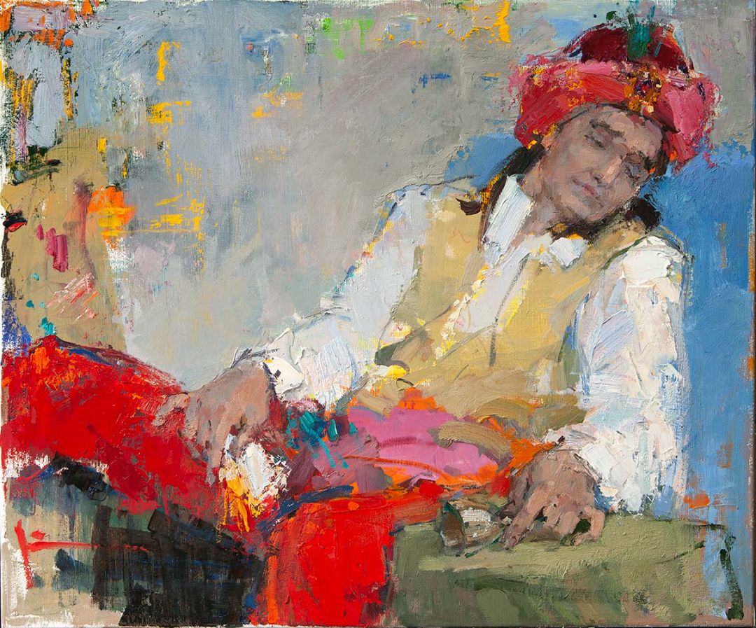 A Wizard Needs Rest, 2022. Oil on canvas, 51 × 61 cm