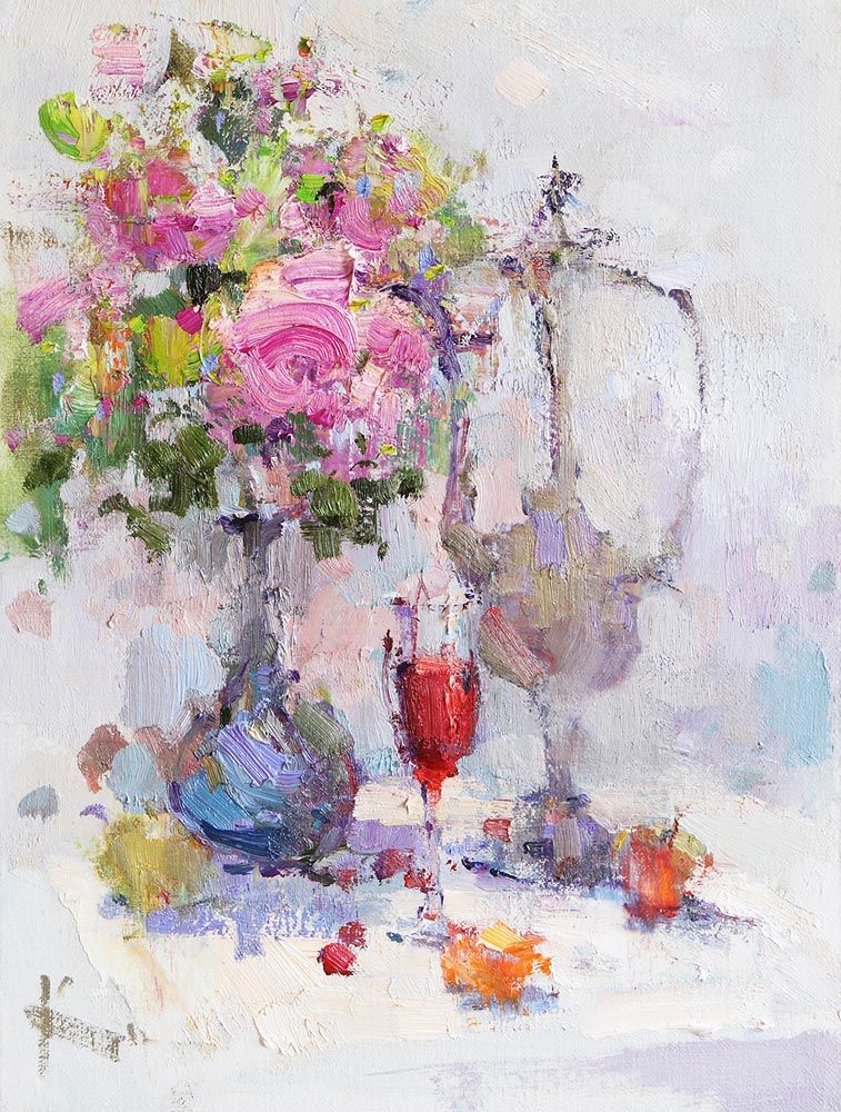 A Glass of Wine, 2013. Oil on canvas, 40 × 30 cm