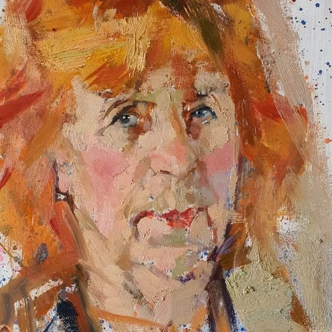 Evgenia, 2020. Oil on fibreboard, 45 × 35 cm