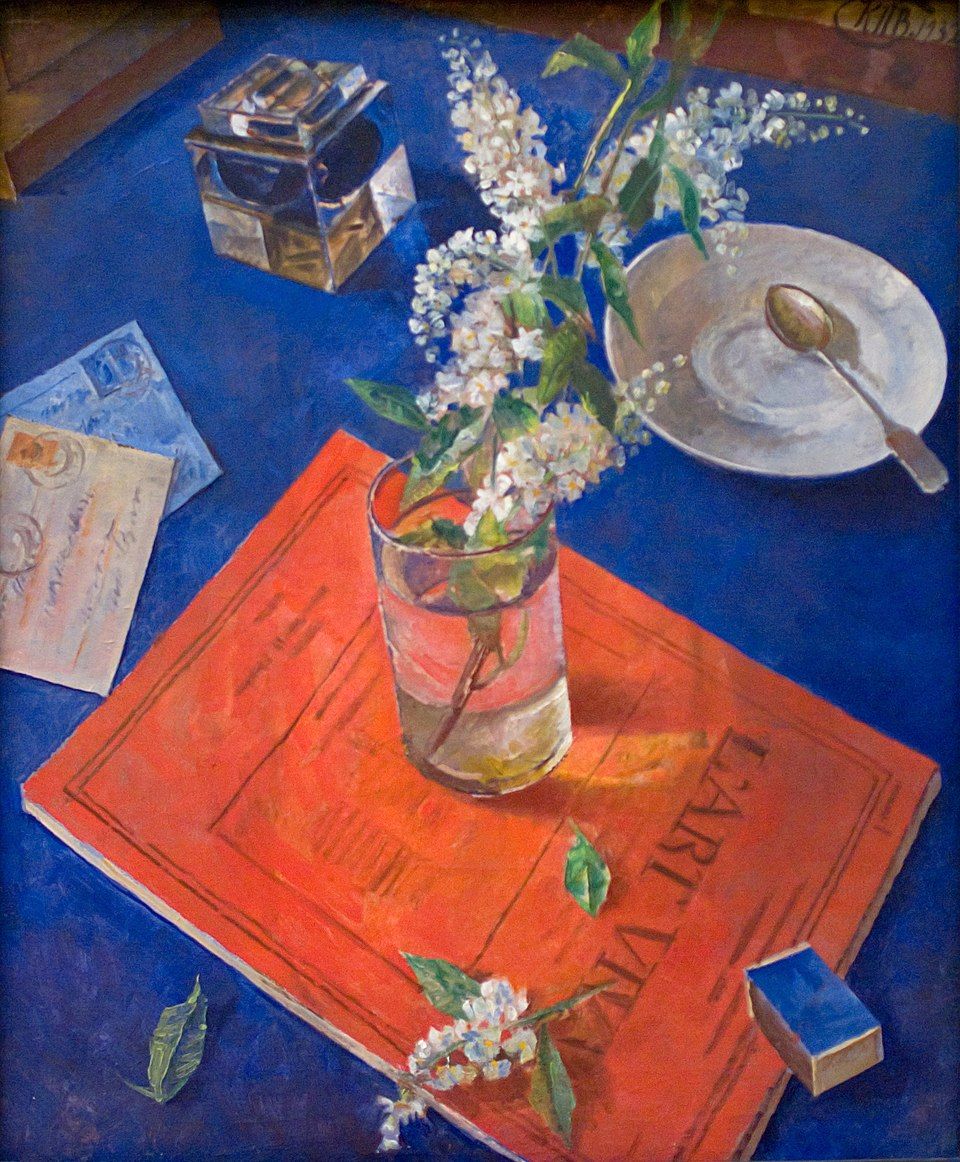 Kuzma Petrov-Vodkin. Bird Cherry in a Glass (1932)
