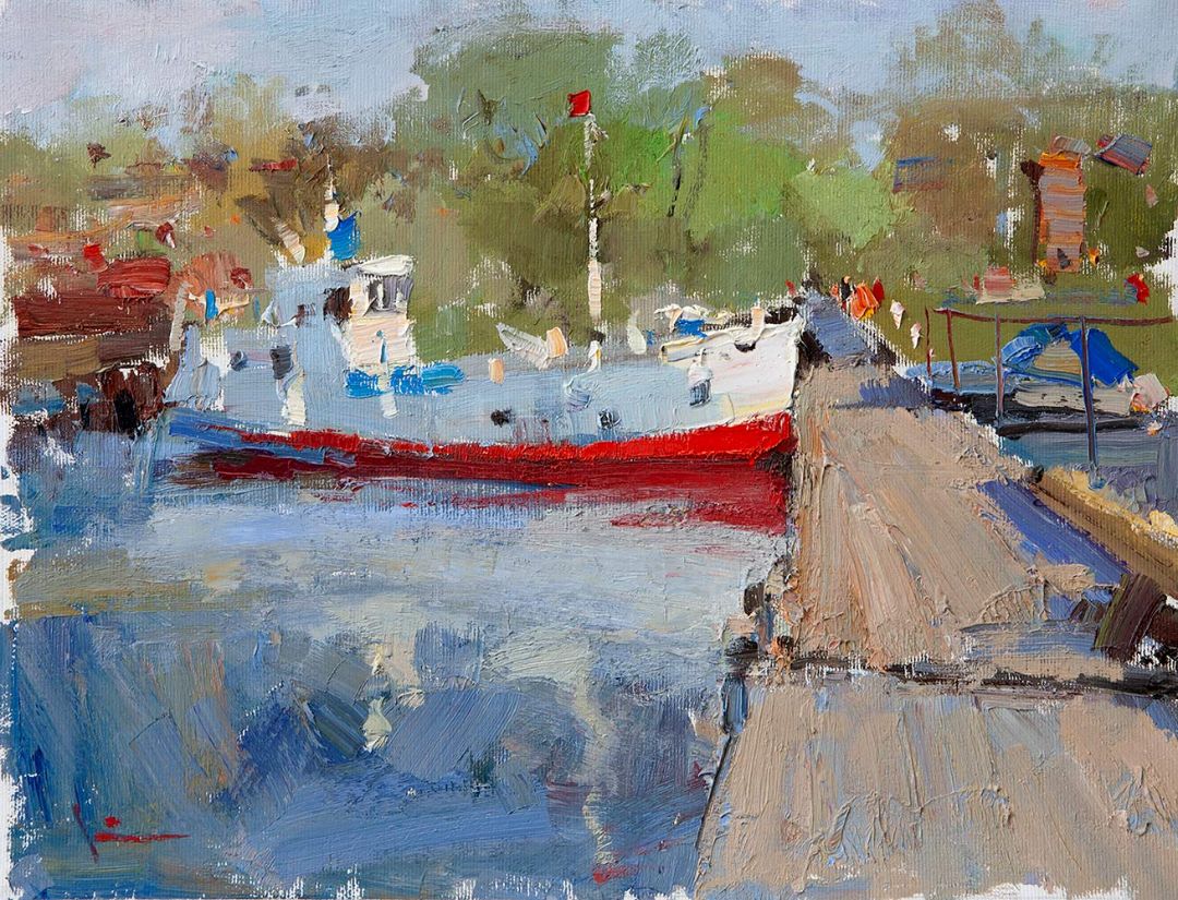 Cheerful Little Boat, 2021. Oil on canvas, 31 × 41 cm