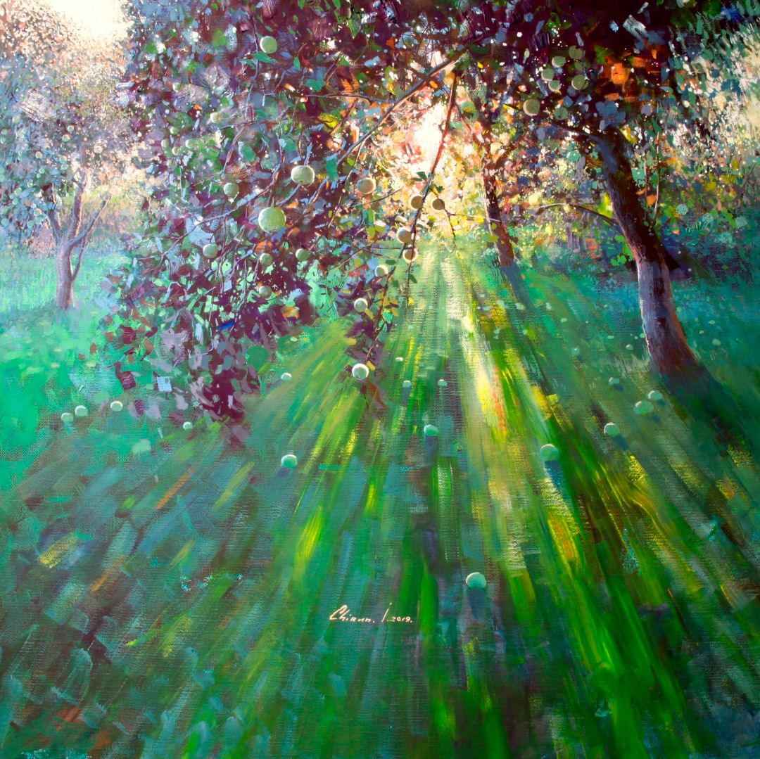 Autumn Shadows, 2019. Oil on canvas, 160 × 160 cm.