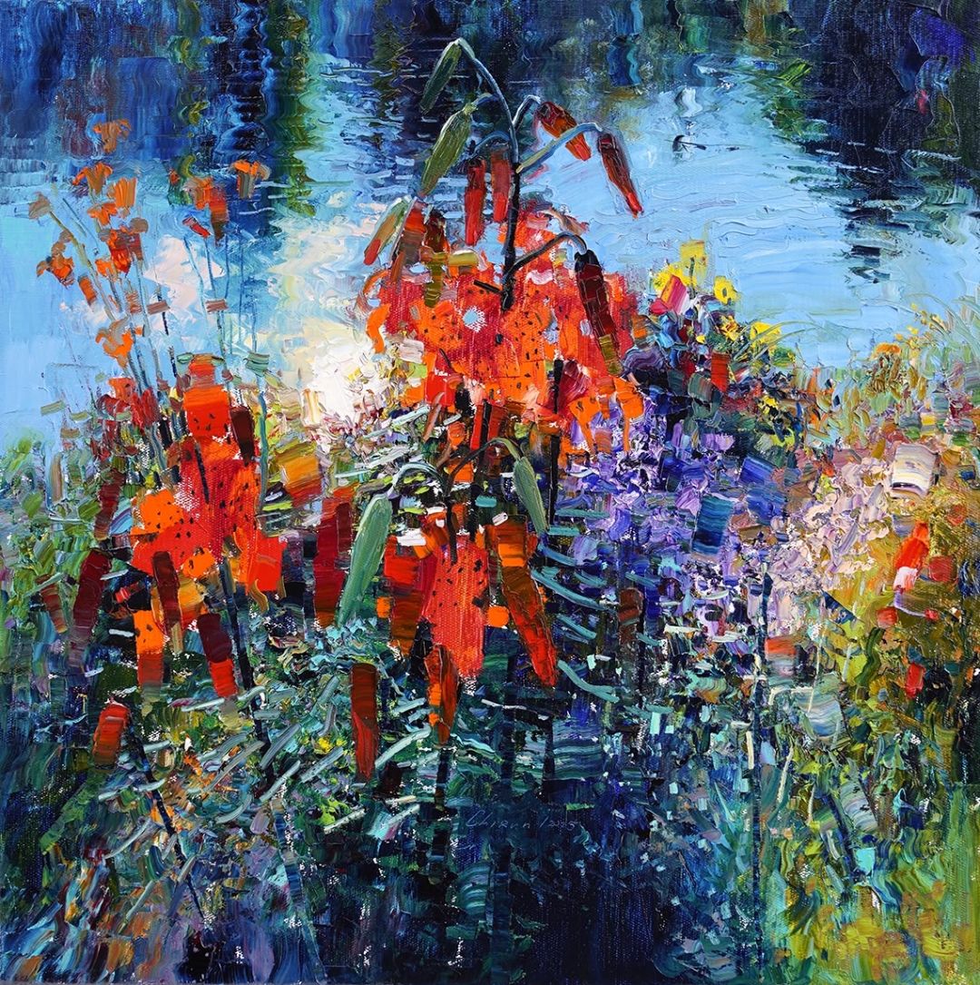 Tiger Lily, 2025. Oil on canvas, 65 × 65 cm