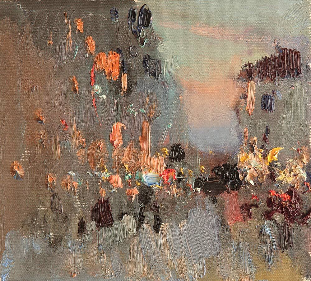 Evening in Paris, 2016. Oil on canvas, 21 × 23 cm
