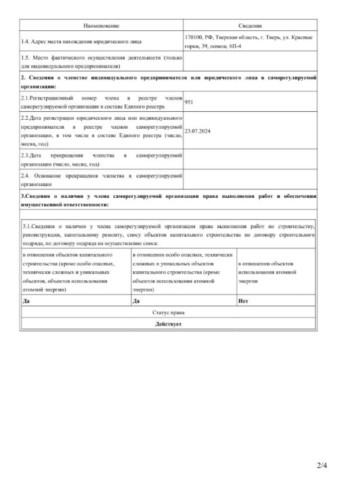 Выписка «СРО «ТОС»