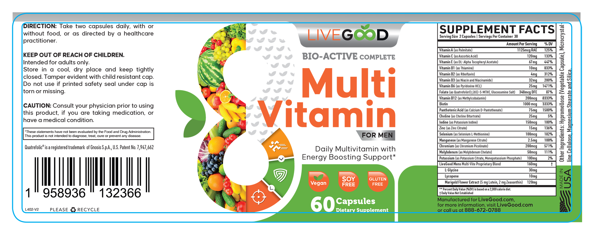 LiveGood BioActive Complete Multivitamin For Men