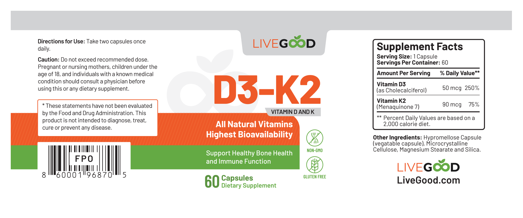 Vitamin D3 and K2