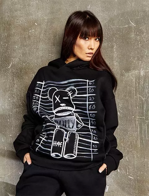 черное худи оверсайз