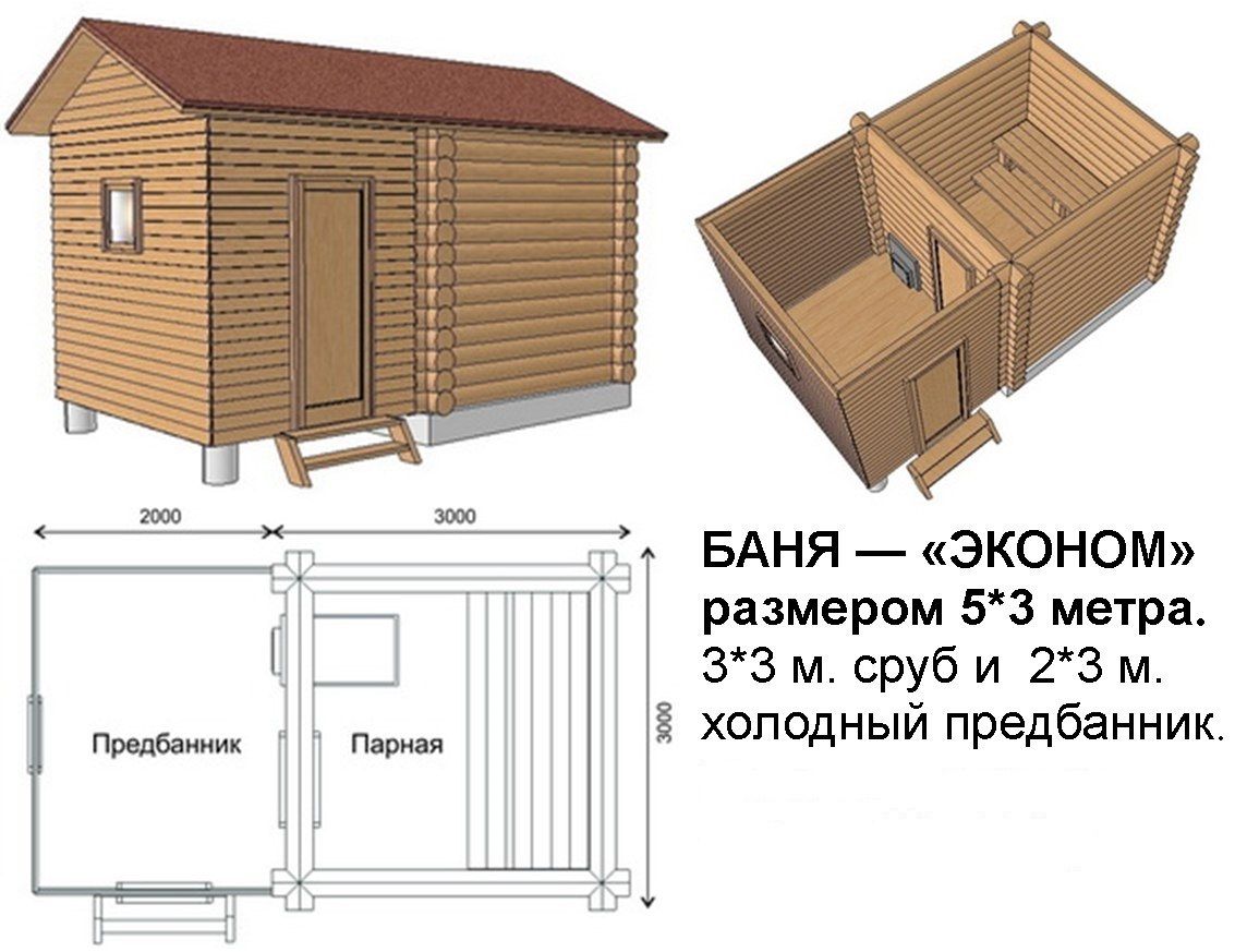 Эконом проект бани