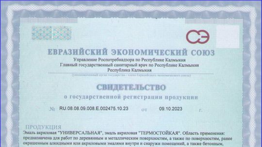 СВИДЕТЕЛЬСТВО О ГОСУДАРСТВЕННОЙ РЕГИСТРАЦИИ (СГР)