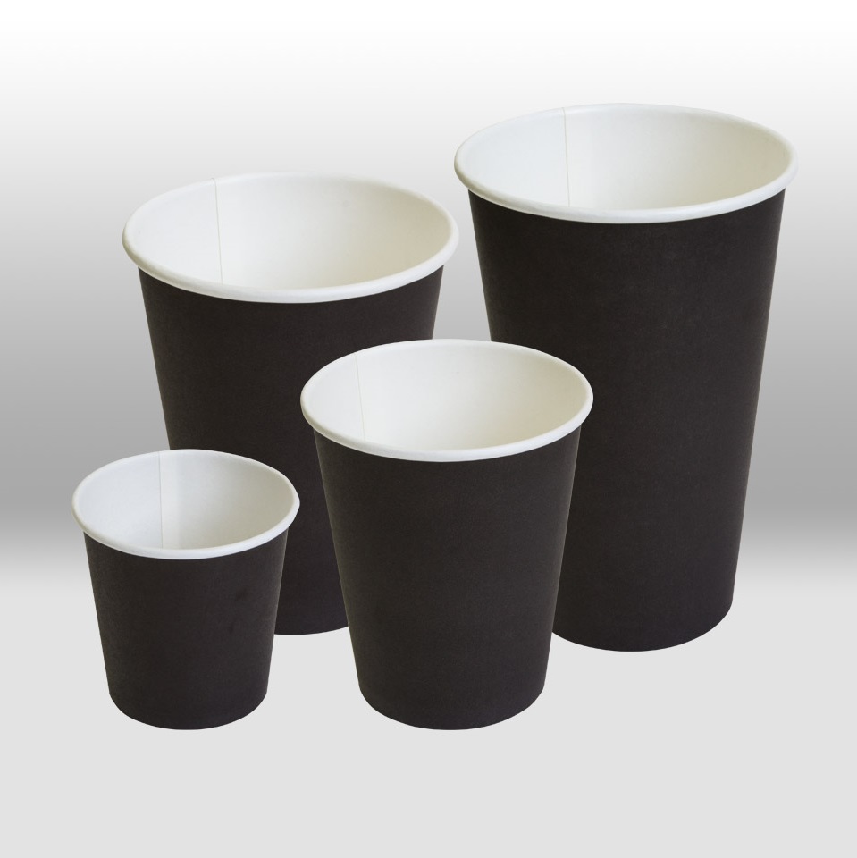 black single-Wall paper cup for hot Beverages by Papperskopp