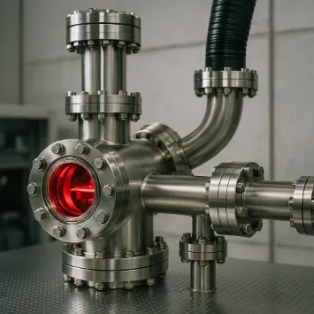 Промышленное оборудование с красным светом для контроля технологических процессов