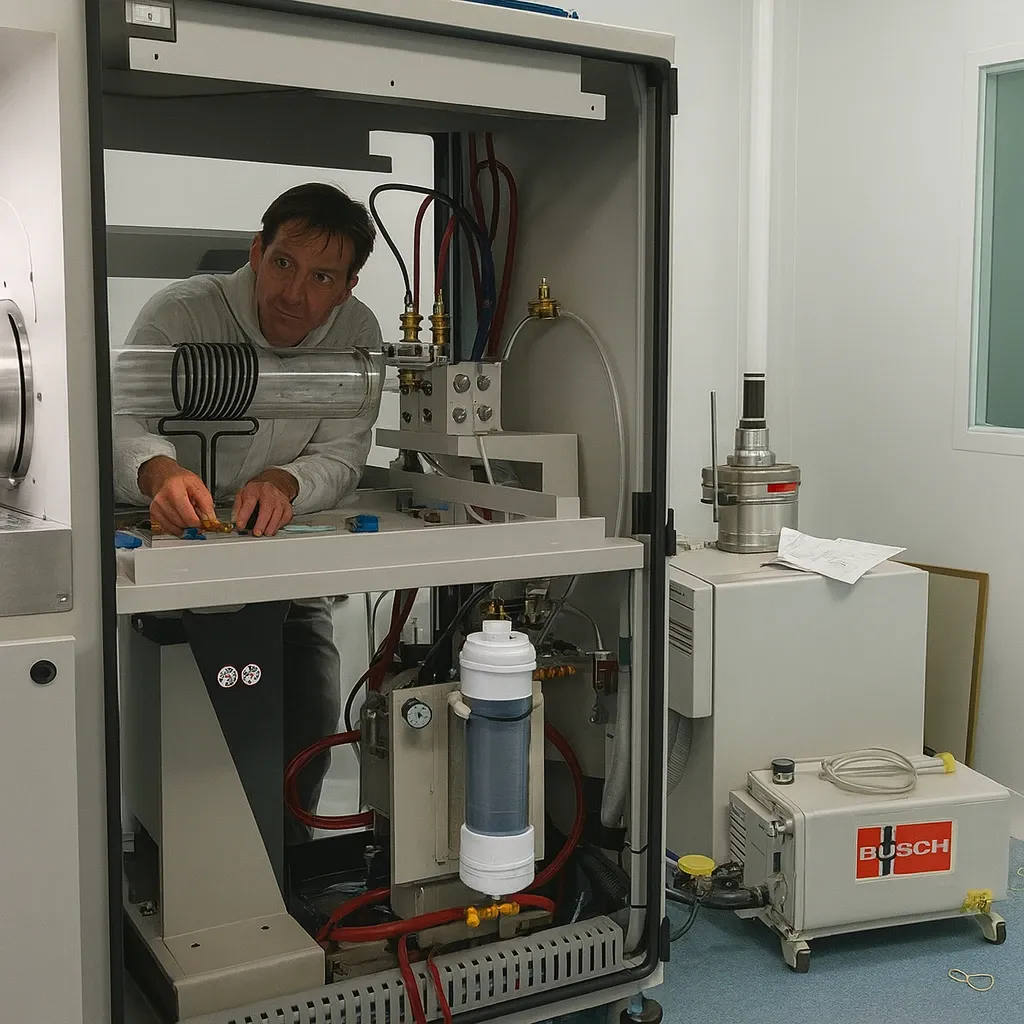 Монтаж оборудования и настройка научной установки в лаборатории