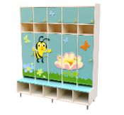Шкафчик для раздевалки в детский сад трёх-ярусный на металлических/пластиковых ножках