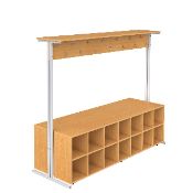 Вешалка напольная с крючками и полками под обувь.