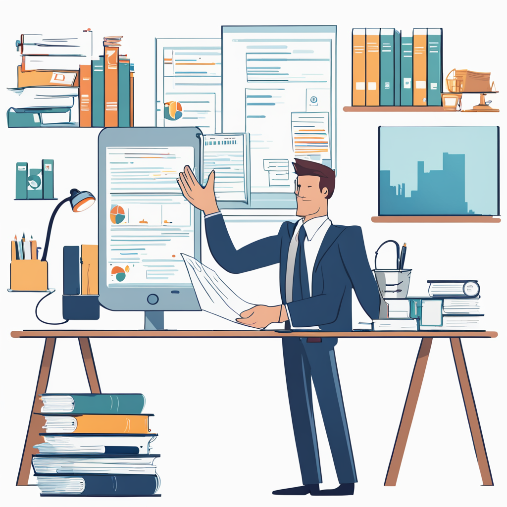 Юрист бизнесмен управляет проектами и задачами