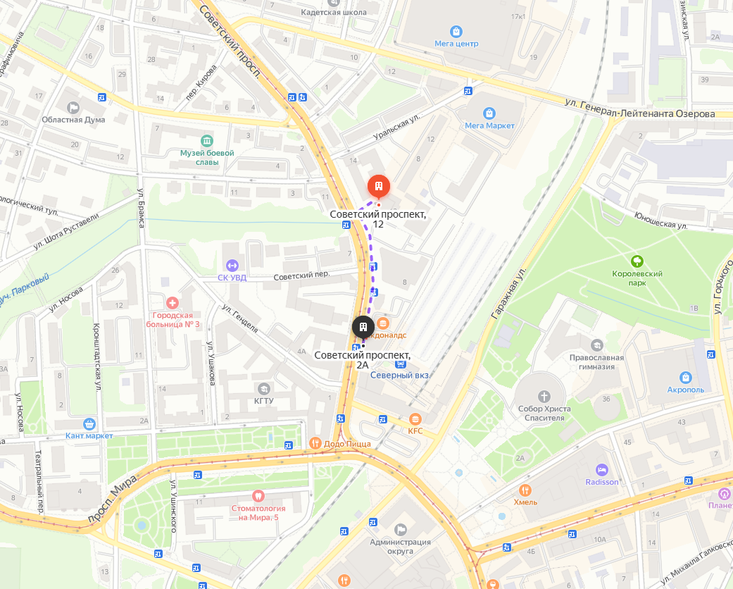 Карта пешеходного маршрута