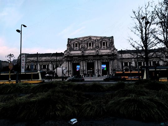 In front of the train station