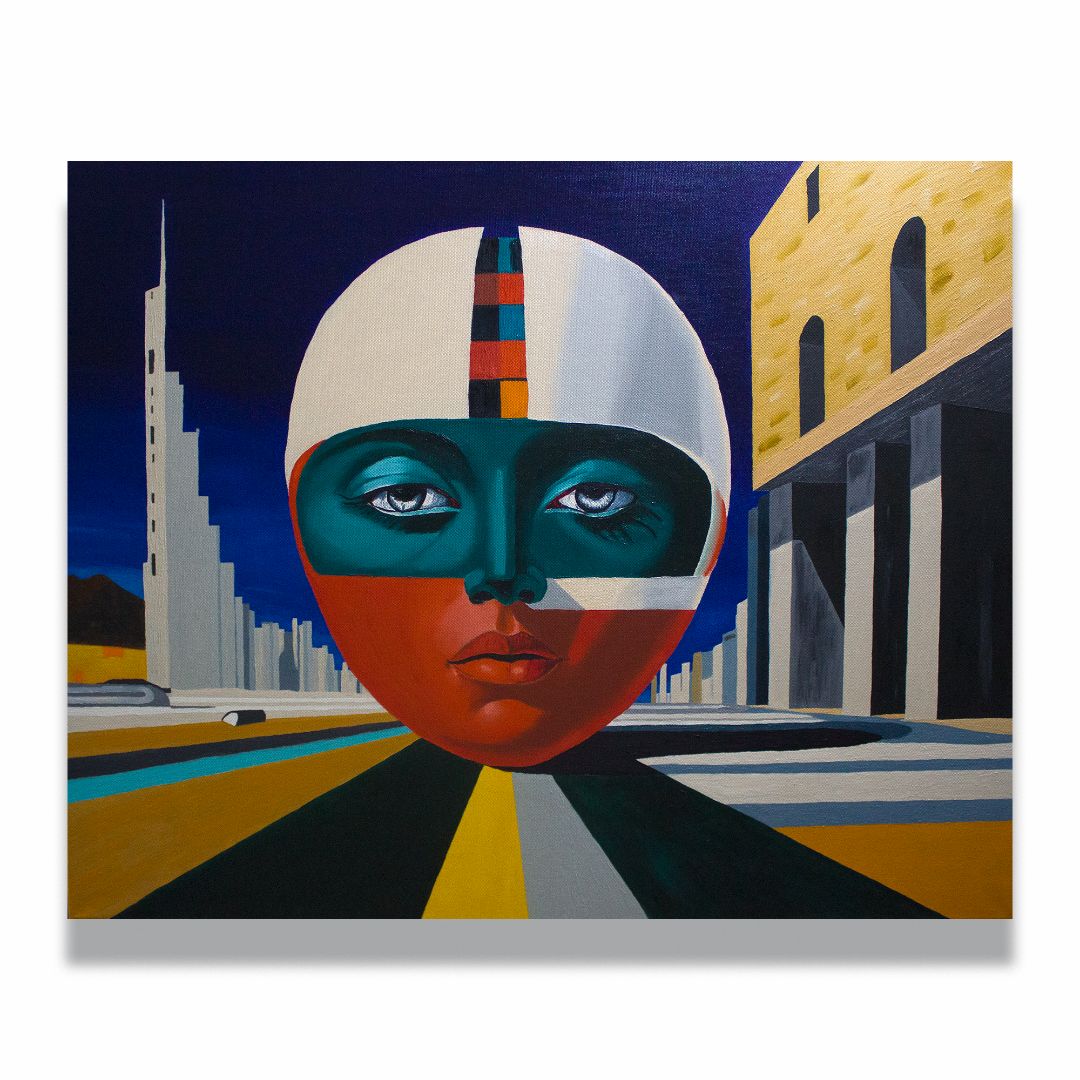 yggyommo to Milan for a dream (2025) AndrBel. Oil on canvas, 100 × 80 cm (39,37 x 31,5 in.)