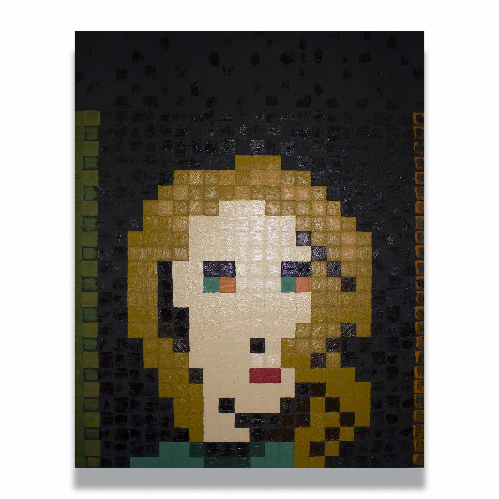 Girl in green with green eyes, emerald necklace (2024) AndrBel. Oil on canvas, 80 × 100 cm