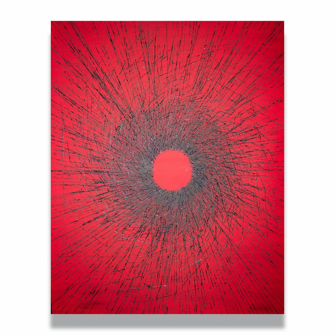 RED SUNSET (2024) AndrBel. Oil on canvas, 80 × 100 cm (31,5 x 39,37 in.)