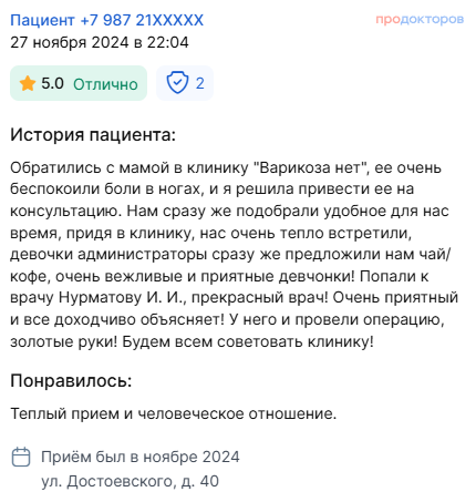Отзывы наших пациентов
