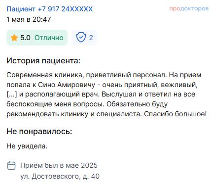 Отзывы наших пациентов