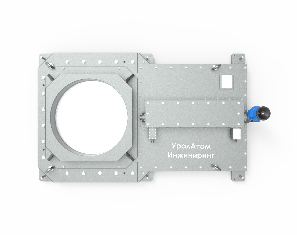 шибер установки прессования, задвижка технологического проема, шиберный затвор АЭС, шибер комплекса переработки ТРО, изолирующий шибер, перекрывание технологических проемов, изоляция помещений переработки отходов,
разделение помещений установок ТРО, герметизация технологических зон, защитный шибер между цехами