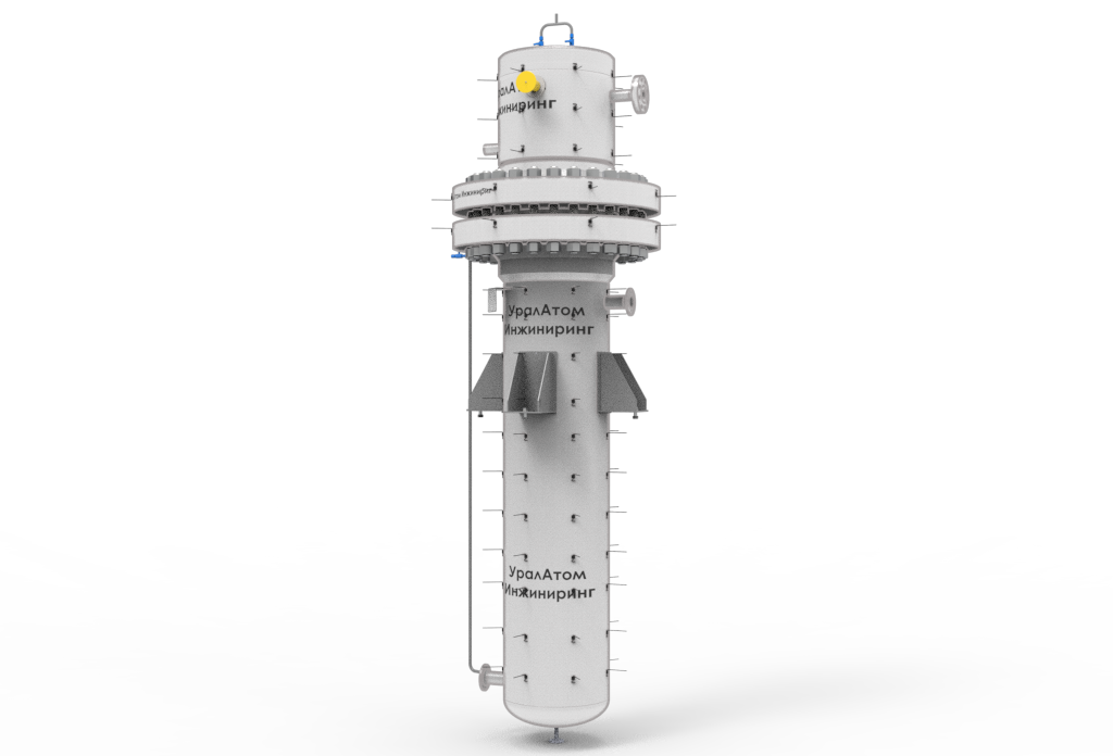 теплообменник для охлаждения обессоленной воды в системе расхолаживания АЭС, аппарат для охлаждения деионизированной воды для аварийного расхолаживания реактора, оборудование для теплообмена рабочей среды (обессоленной воды) на АЭС, теплообменник «УралАтом Инжиниринг» для охлаждения воды в системе расхолаживания, цилиндрический теплообменник для обессоленной воды АЭС, система теплообмена для безопасного охлаждения рабочей среды на атомной электростанции,
устройство охлаждения обессоленной воды в аварийной системе расхолаживания АЭС 
