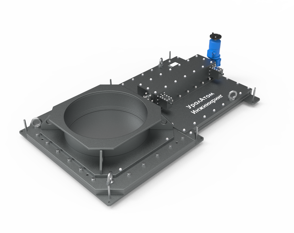 шибер установки прессования, задвижка технологического проема, шиберный затвор АЭС, шибер комплекса переработки ТРО, изолирующий шибер, перекрывание технологических проемов, изоляция помещений переработки отходов,
разделение помещений установок ТРО, герметизация технологических зон, защитный шибер между цехами