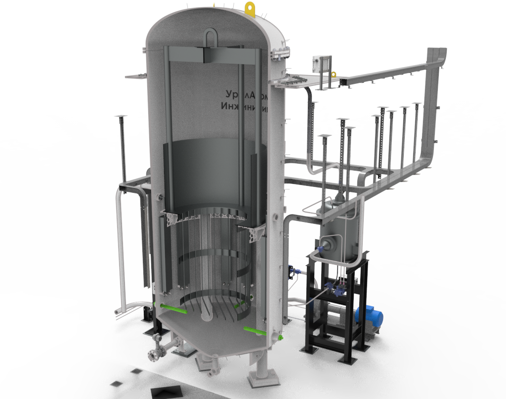 ванна дезактивации, дезактивационная ванна, ванна промывки ГЦН, емкость дезактивации насосов, дезактивация главного циркуляционного насоса, промывка дезактивирующими растворами, очистка наружных поверхностей ГЦН, дезактивация внутренних полостей насоса, очистка выемной части ГЦН обеззараживание насосного оборудования