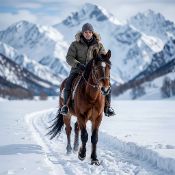 Прогулка на лошади зимой