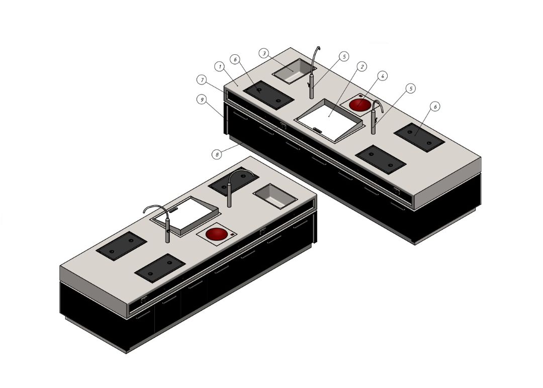 монолитный кухонный остров