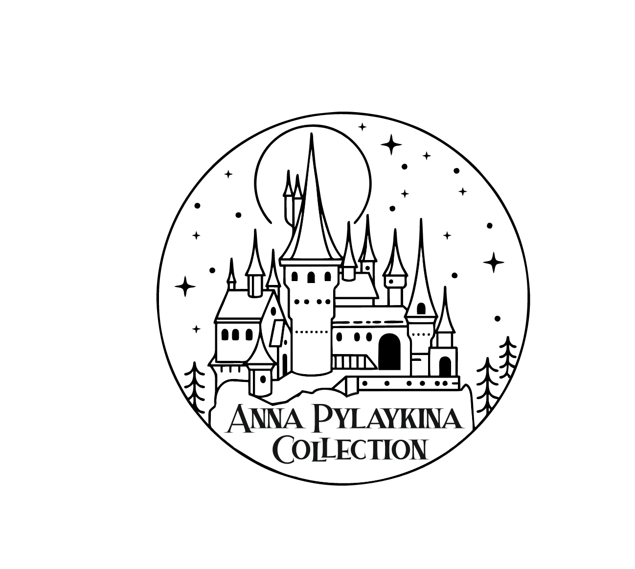 Макет экслибриса с замком сказочный волшебный город архитектура