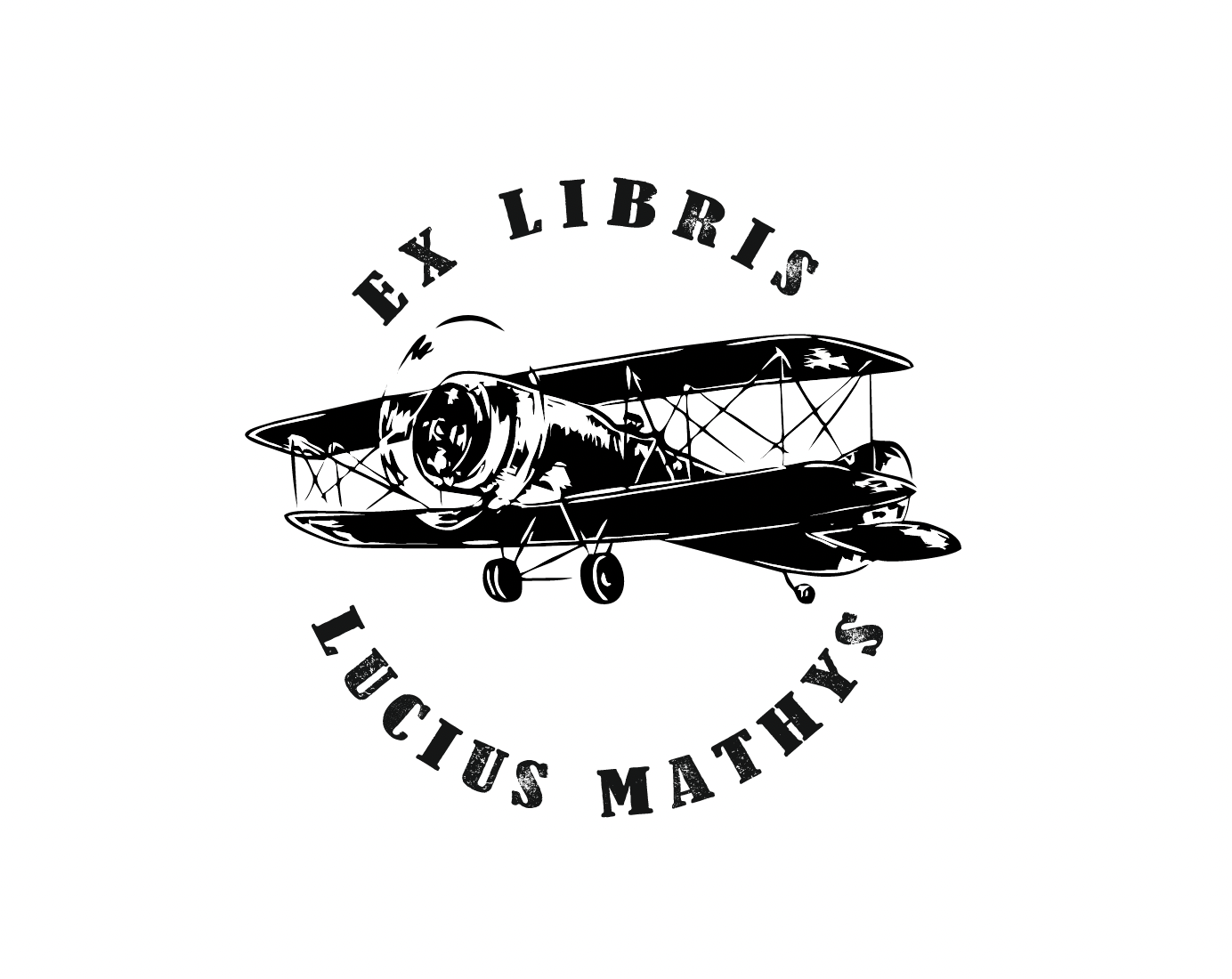 Экслибрис самолет, авиатор, авиационный, печать для книг образец